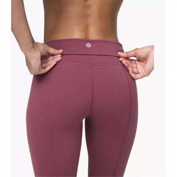 Lululemon Womens Scallop Wunder Under High-Rise Cropped Luxtreme Leggings Wine P - Picture 4 of 12